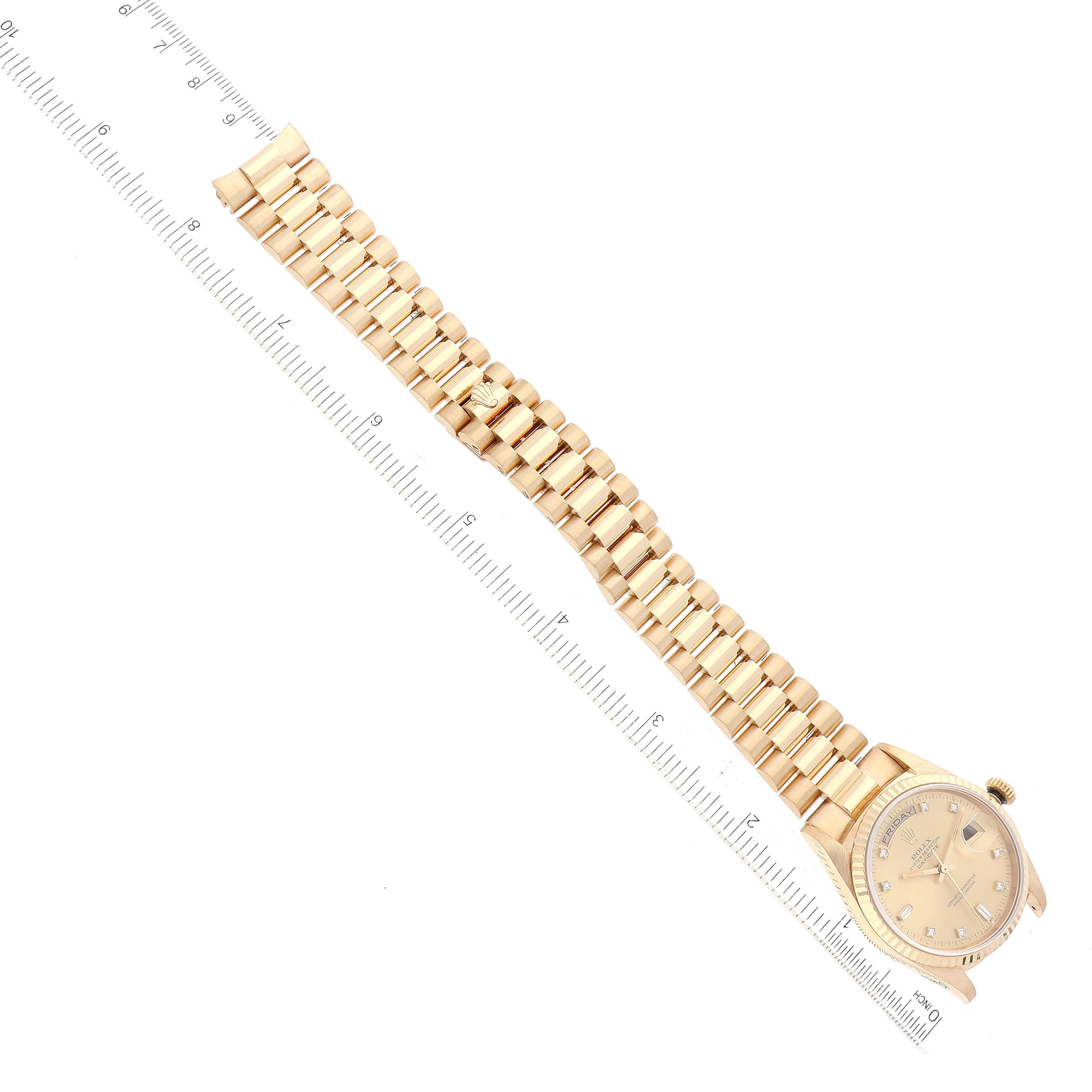 Rolex President Day-Date Yellow Gold Diamond Dial Mens Watch 18238 5