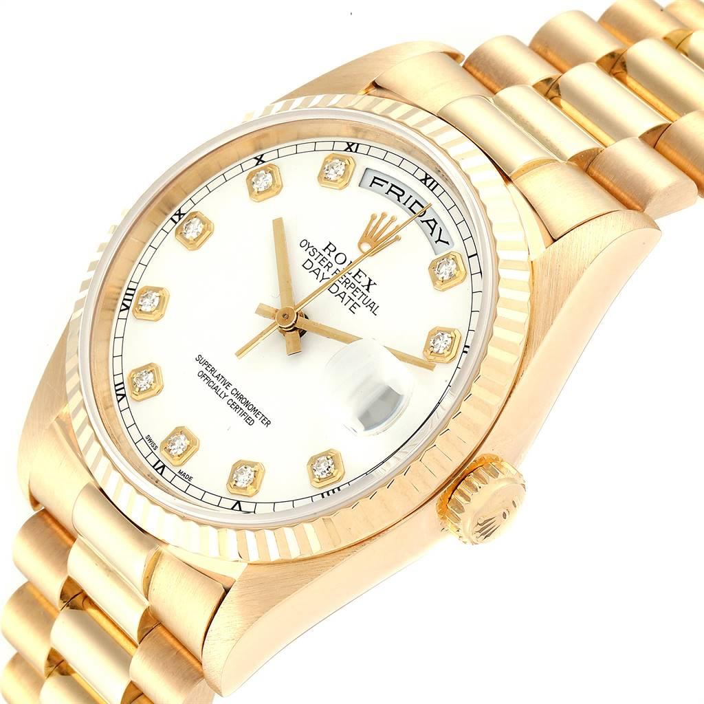 Rolex President Day-Date Yellow Gold Diamond Dial Men's Watch 18238 2