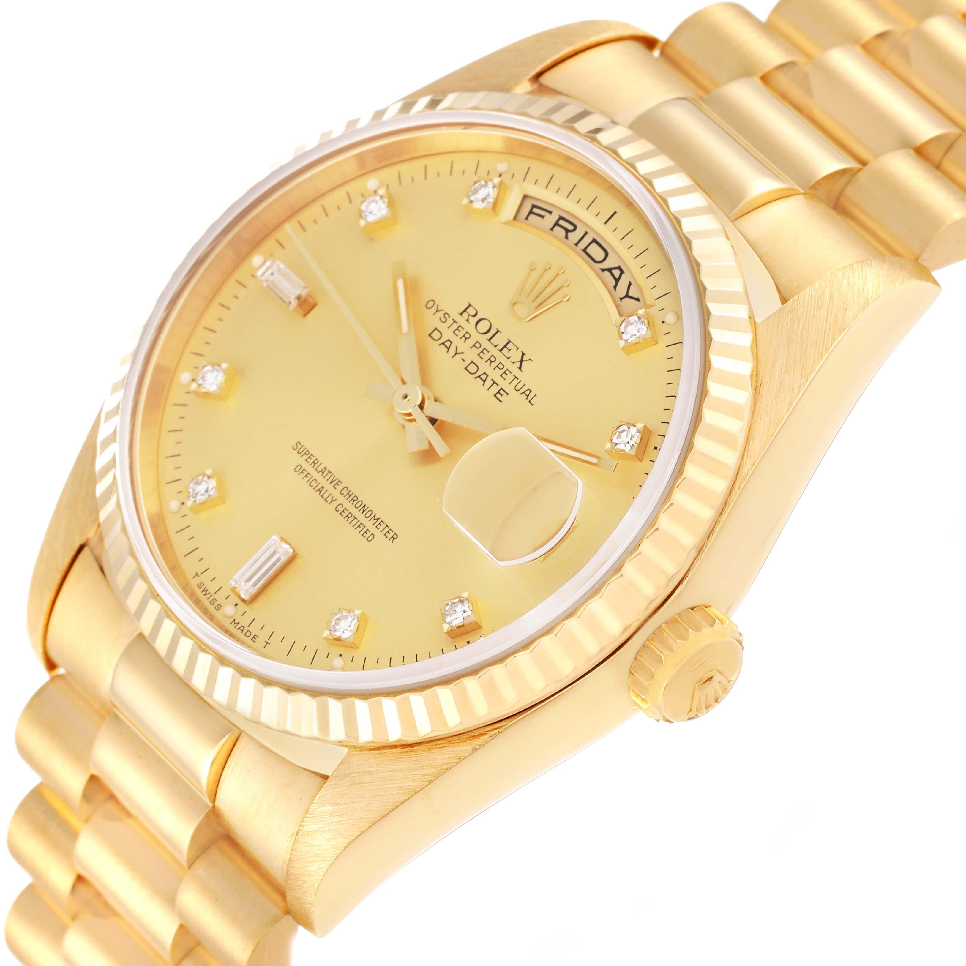 Men's Rolex President Day-Date Yellow Gold Diamond Dial Mens Watch 18238