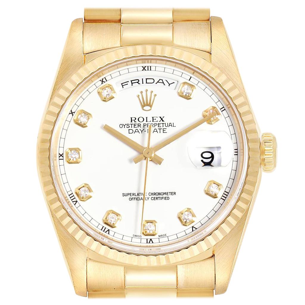 Rolex President Day-Date Yellow Gold Diamond Dial Men's Watch 18238