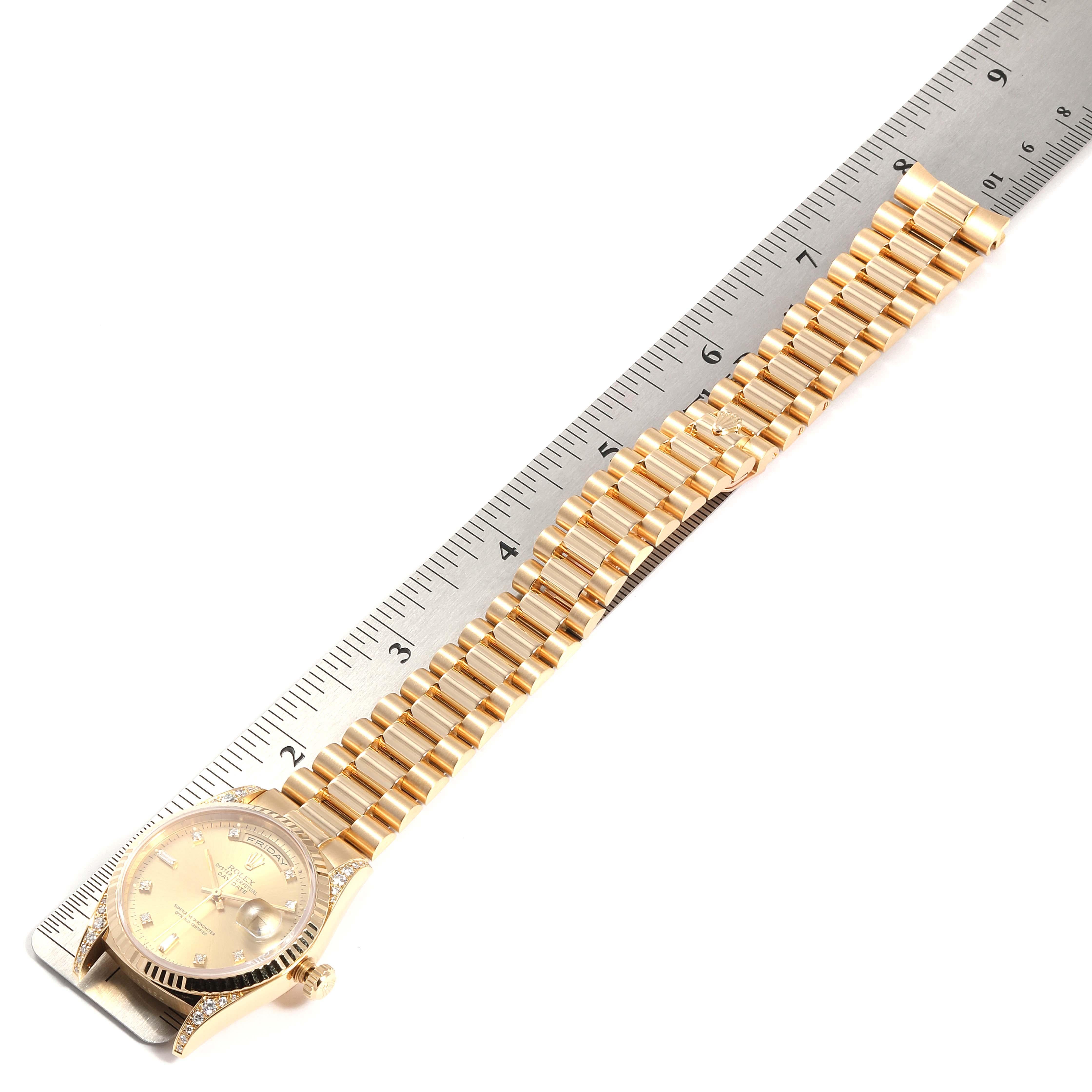 Rolex President Day Date Yellow Gold Diamond Lugs Watch 118338 Box Papers 3