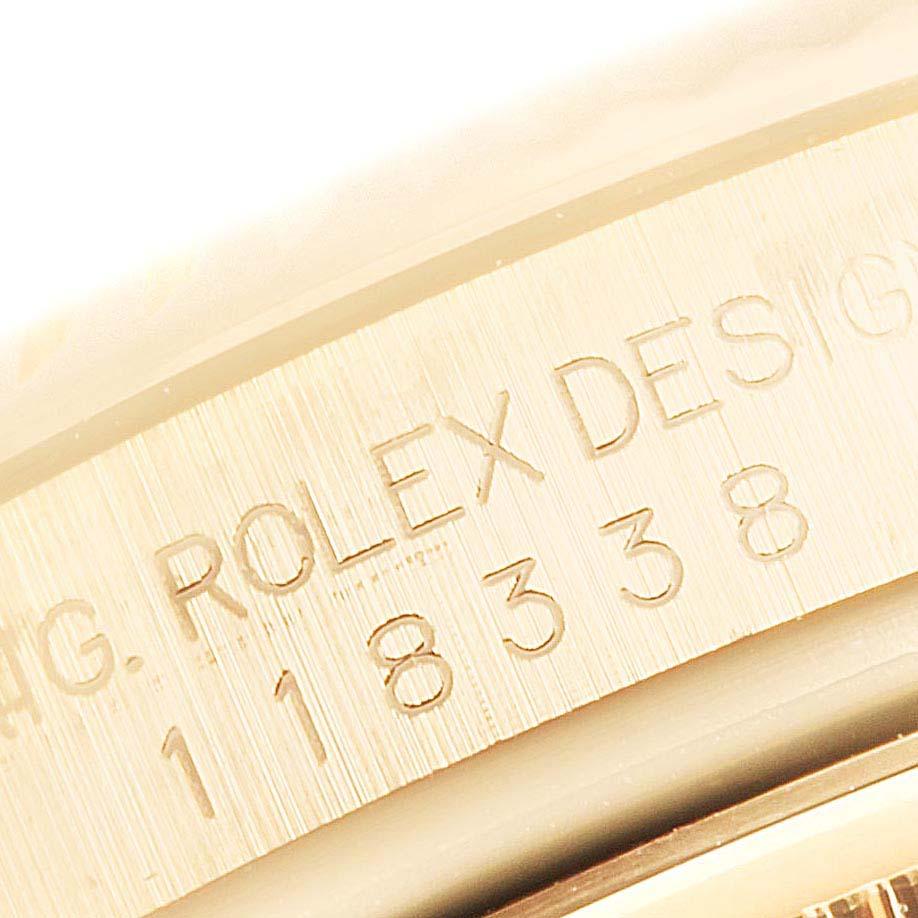 Rolex President Day Date Yellow Gold Diamond Lugs Watch 118338 Box Papers For Sale 1
