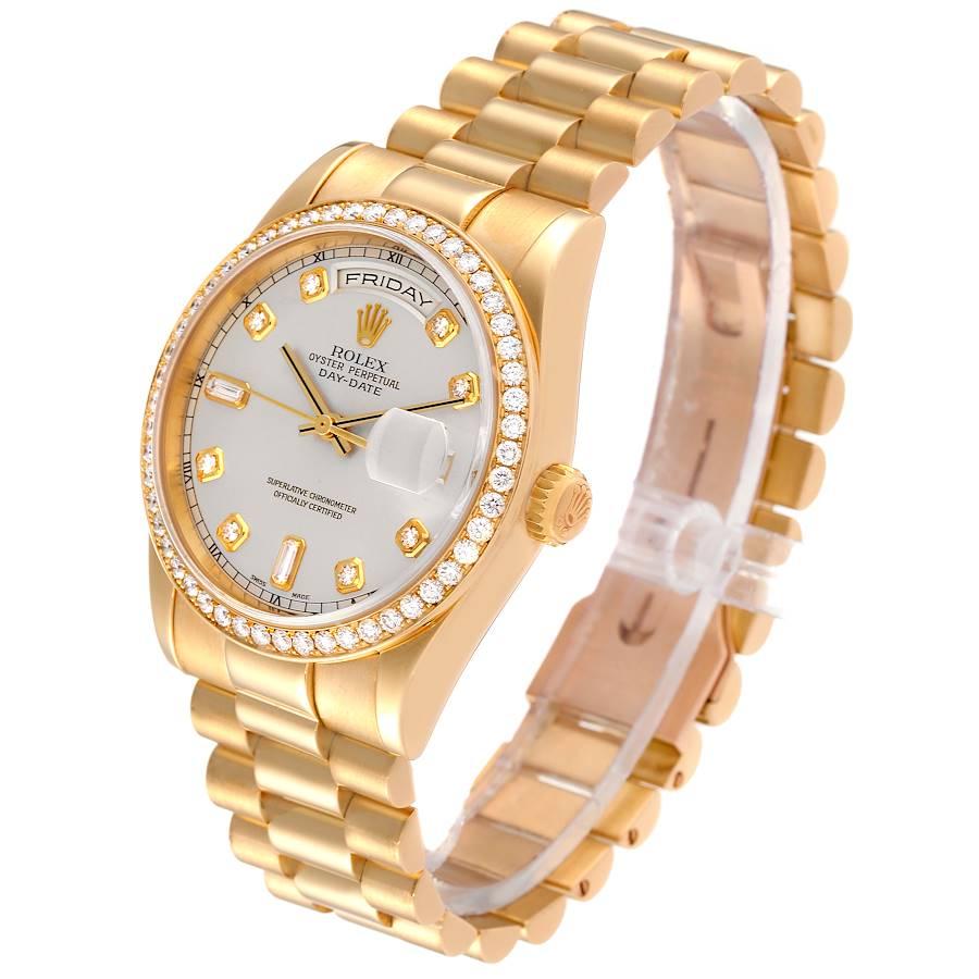 Rolex President Day Date Yellow Gold Diamond Mens Watch 118348 Box Papers In Excellent Condition In Atlanta, GA