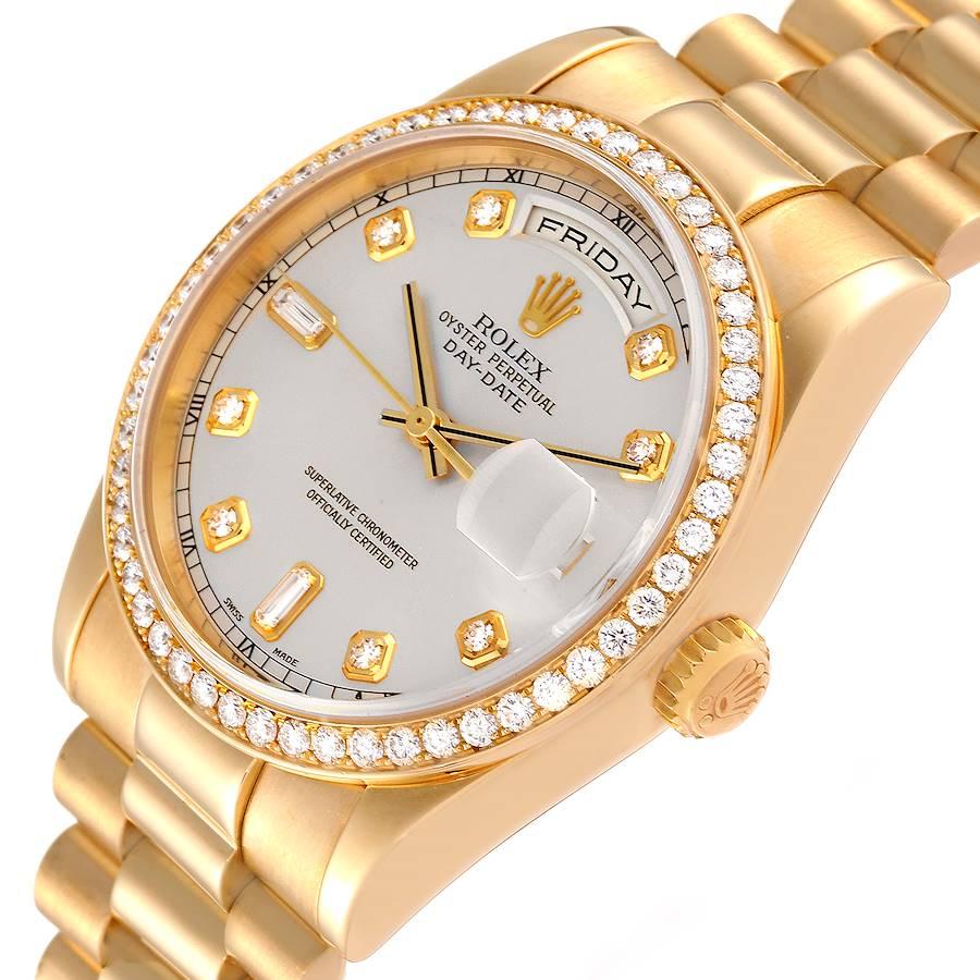 Men's Rolex President Day Date Yellow Gold Diamond Mens Watch 118348 Box Papers