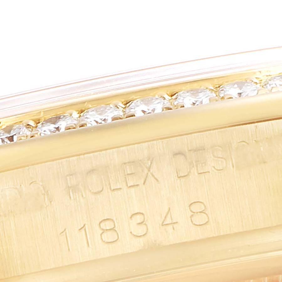 Rolex President Day Date Yellow Gold Diamond Men's Watch 118348 In Excellent Condition In Atlanta, GA