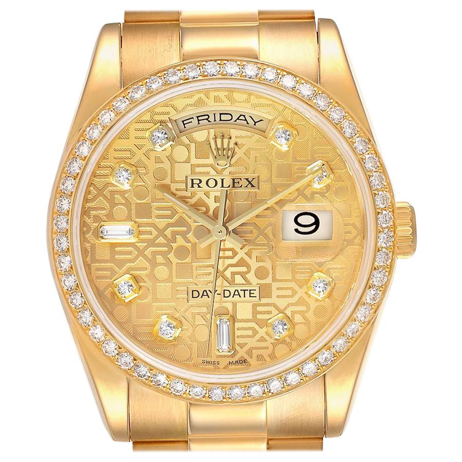 Rolex President Day Date Yellow Gold Diamond Men's Watch 118348