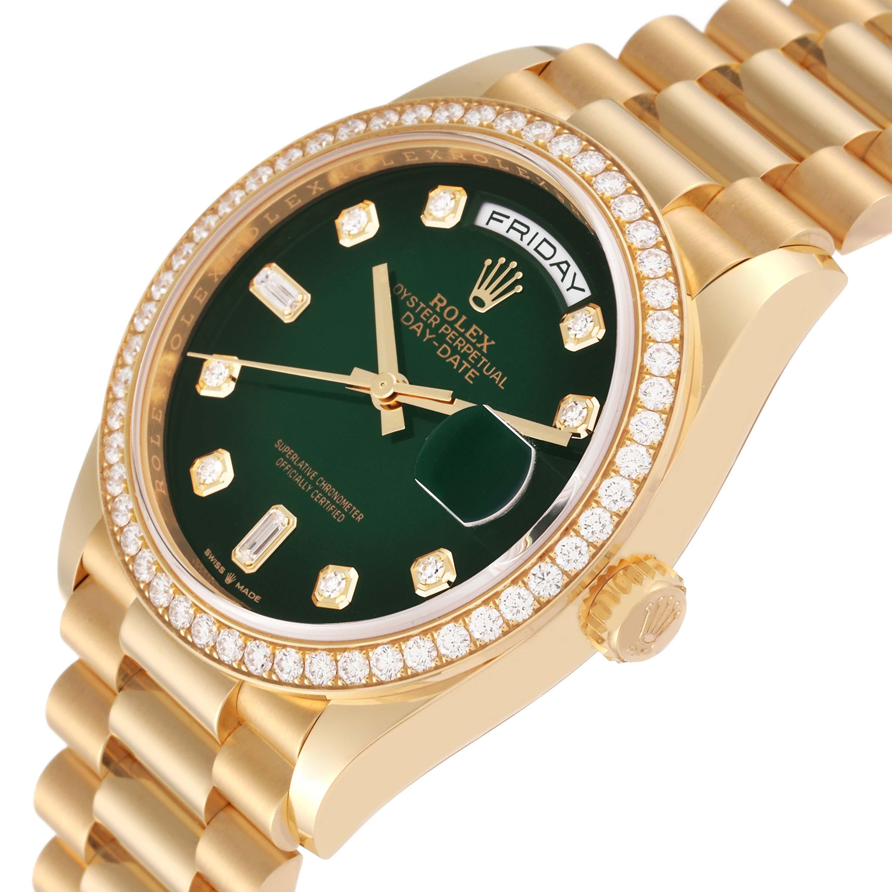 Rolex President Day Date Yellow Gold Diamond Mens Watch 128348 Box Card 6