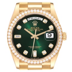 Rolex President Day Date Yellow Gold Diamond Mens Watch 128348 Box Card