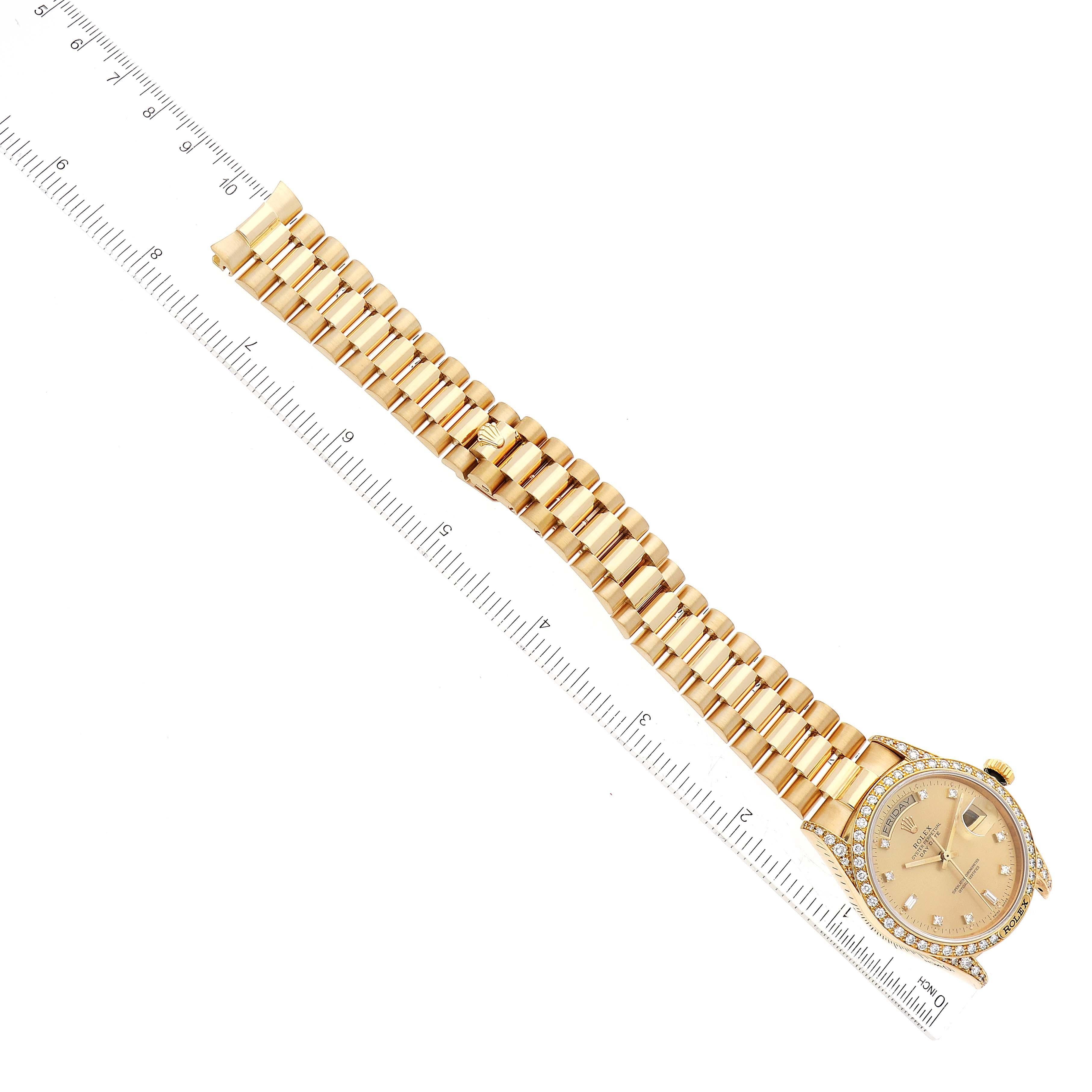 Rolex President Day-Date Yellow Gold Diamond Mens Watch 18138 For Sale 7