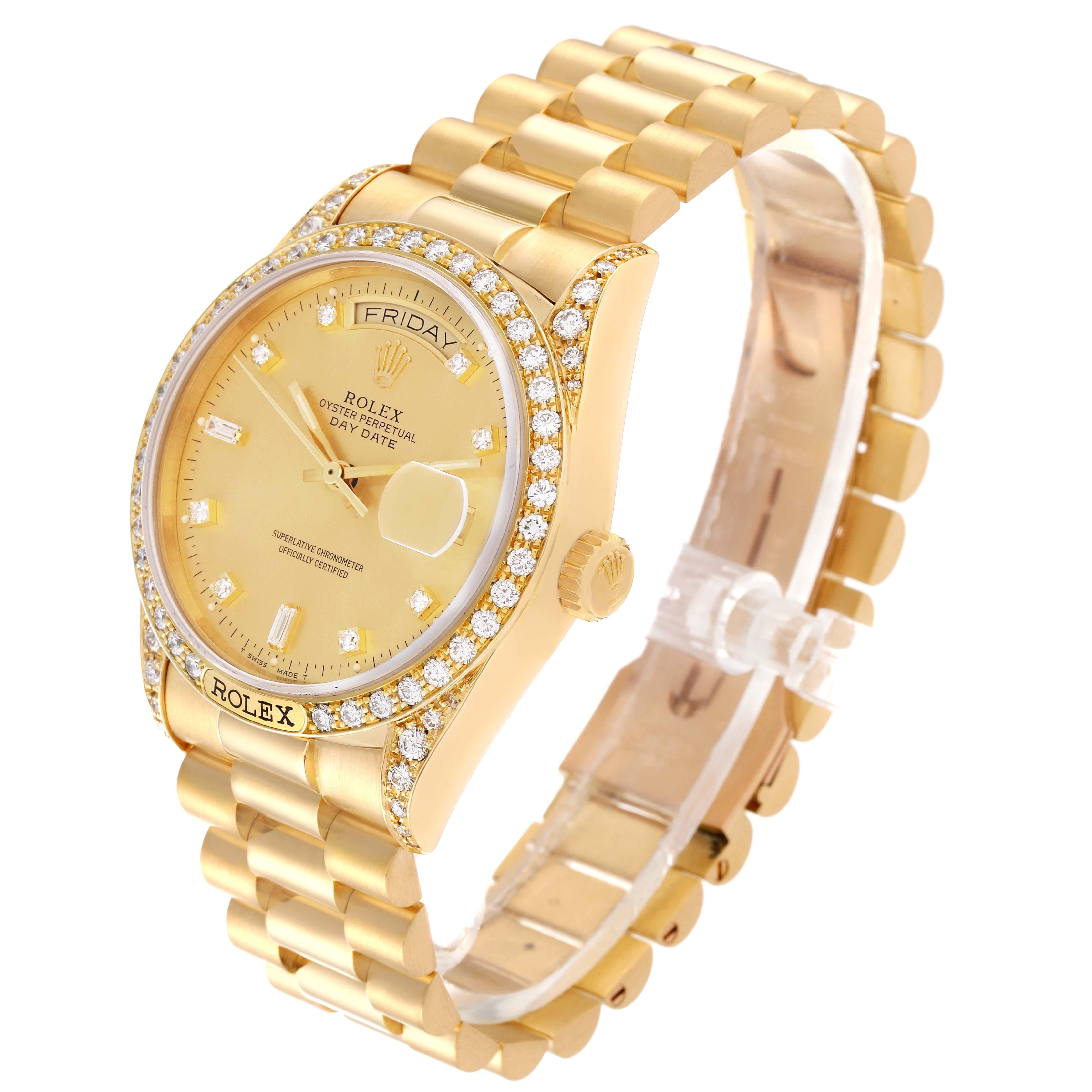 Rolex President Day-Date Yellow Gold Diamond Mens Watch 18138 For Sale 1