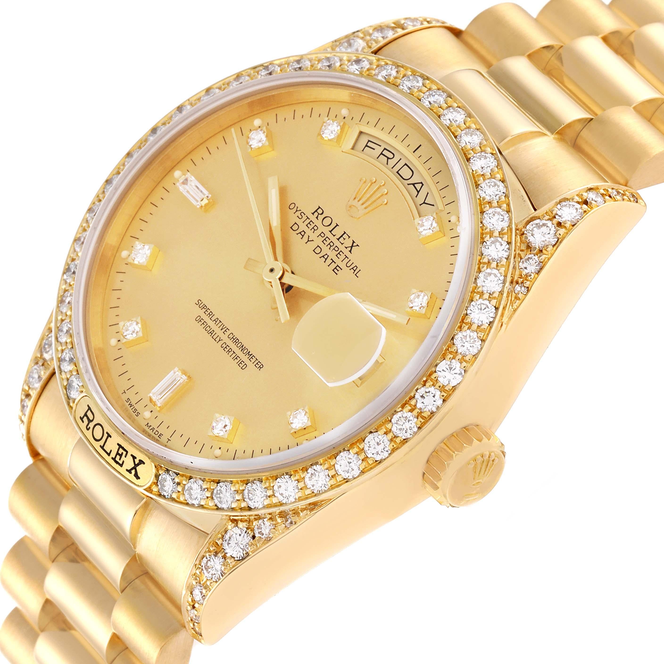 Rolex President Day-Date Yellow Gold Diamond Mens Watch 18138 For Sale 4