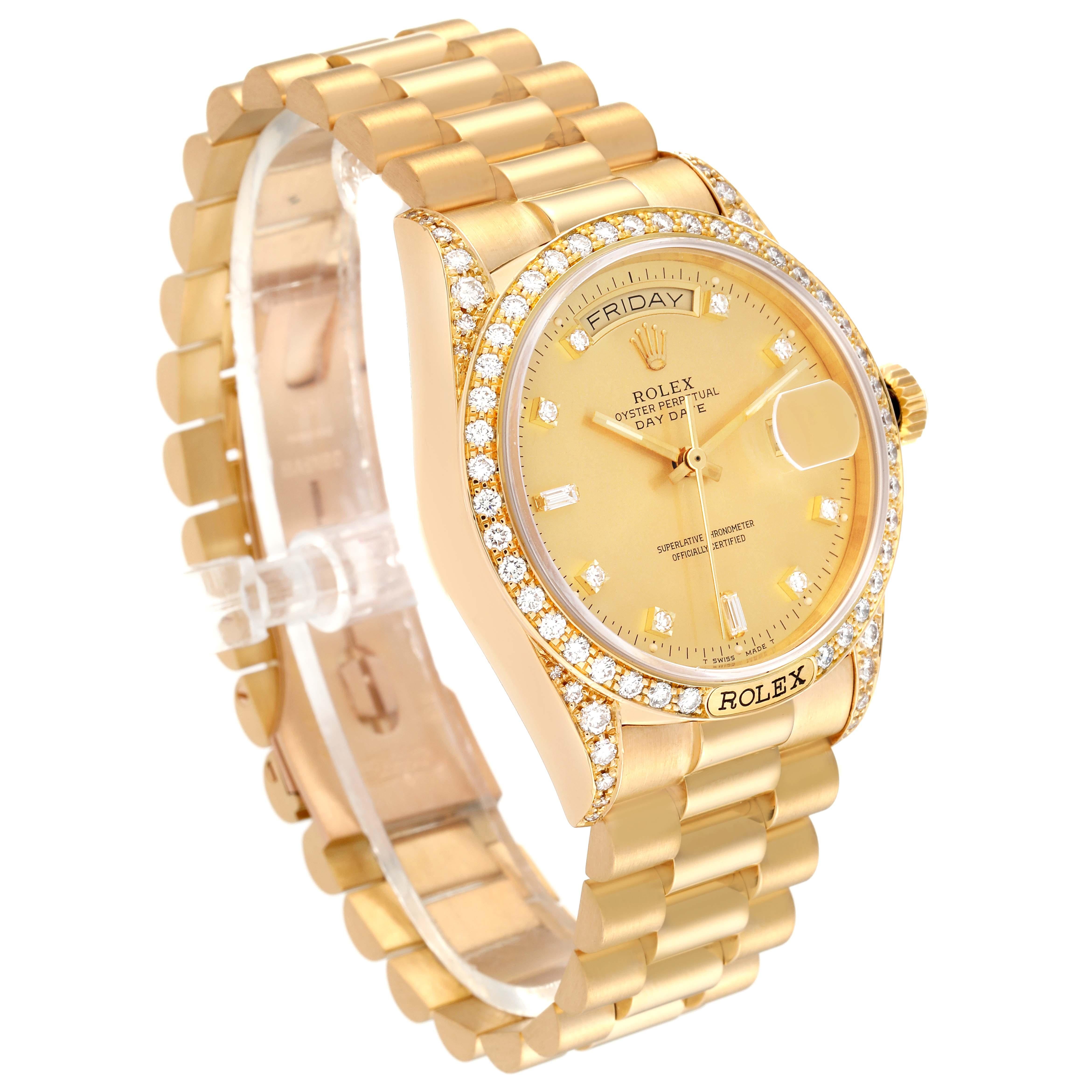 Rolex President Day-Date Yellow Gold Diamond Mens Watch 18138 For Sale 5
