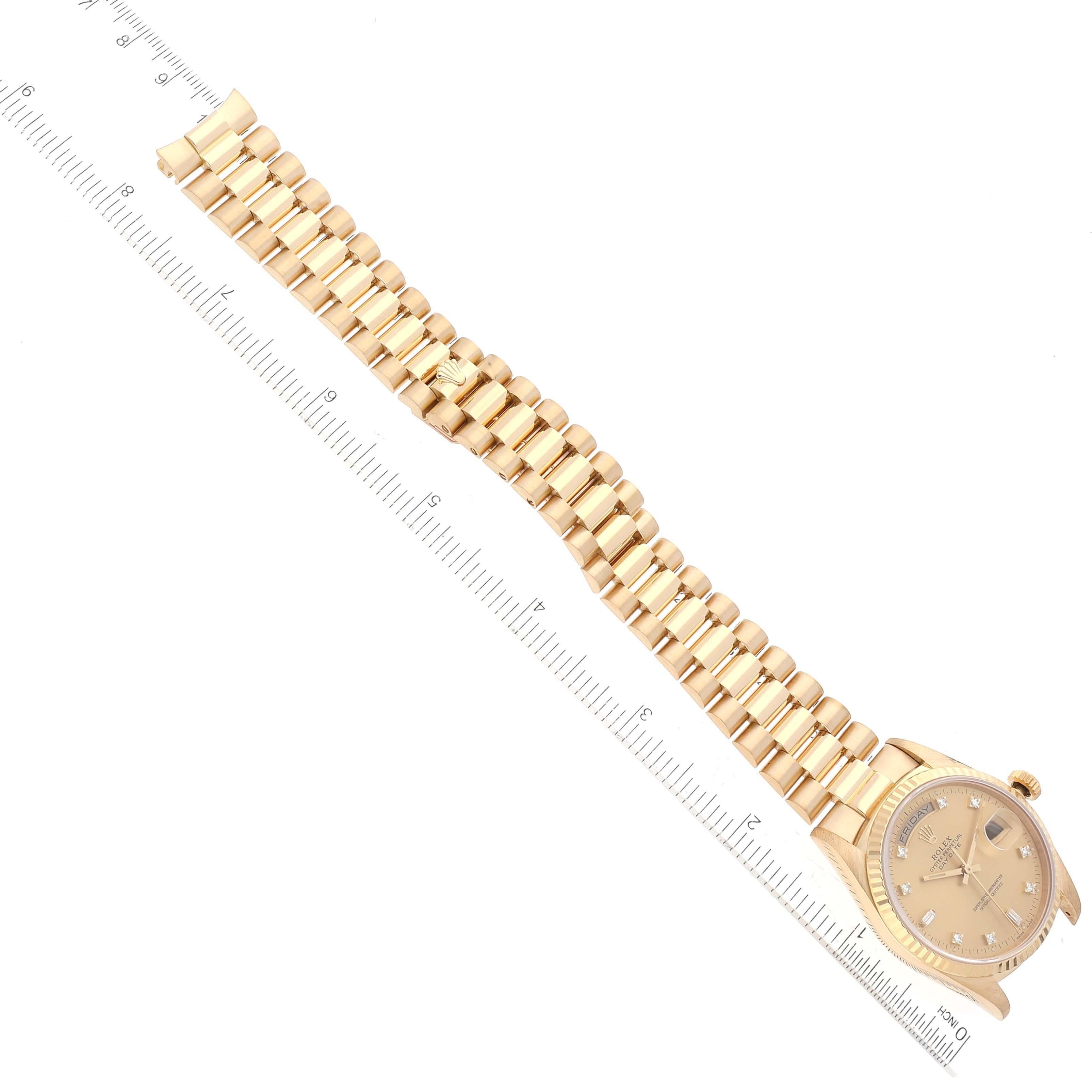 Rolex President Day-Date Yellow Gold Diamond Mens Watch 18238 Box Papers 6