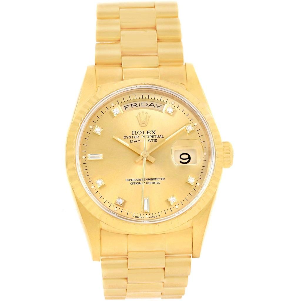 Rolex President Day-Date Yellow Gold Diamond Men's Watch 18238 Box Papers For Sale 1