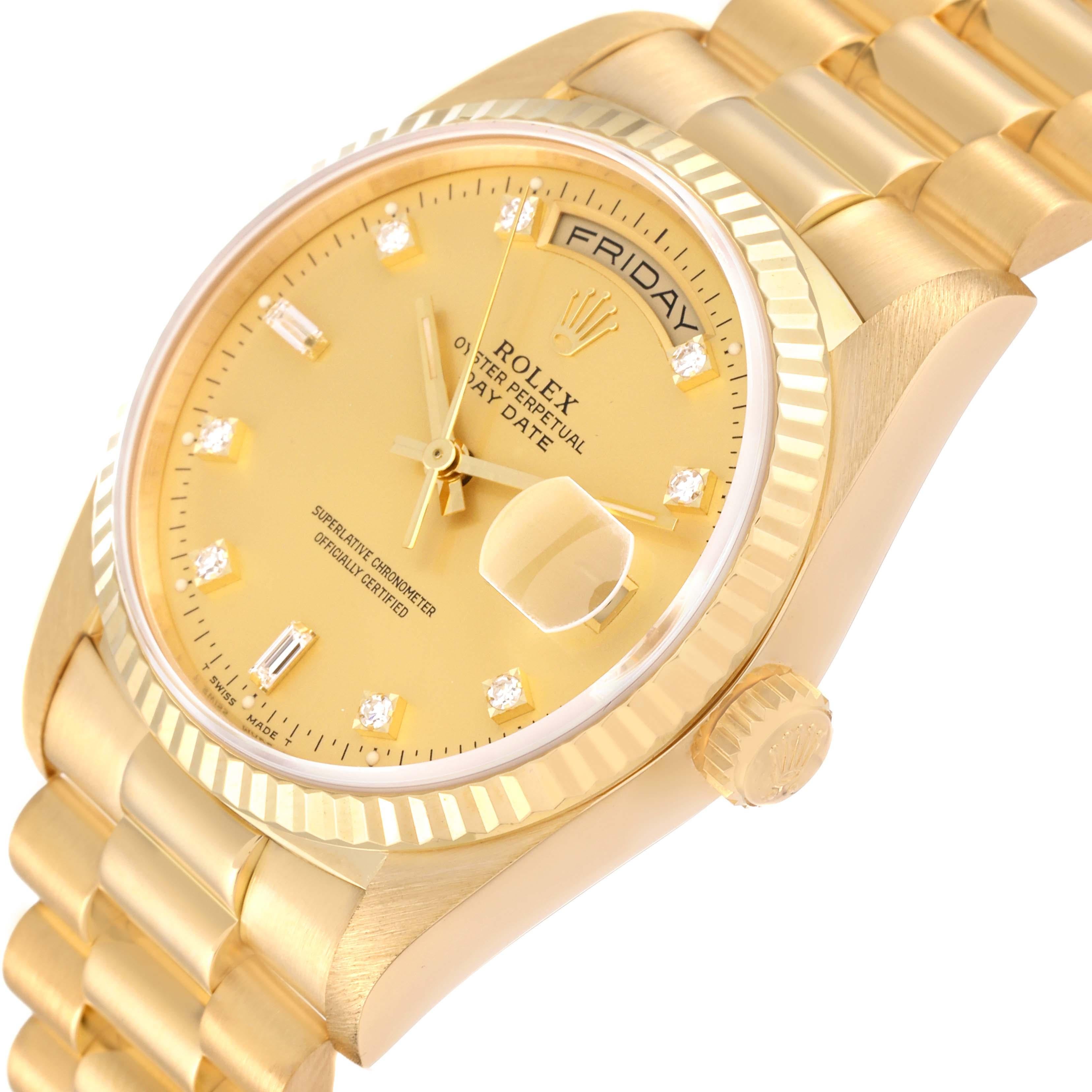 Rolex President Day-Date Yellow Gold Diamond Mens Watch 18238 Box Papers 1
