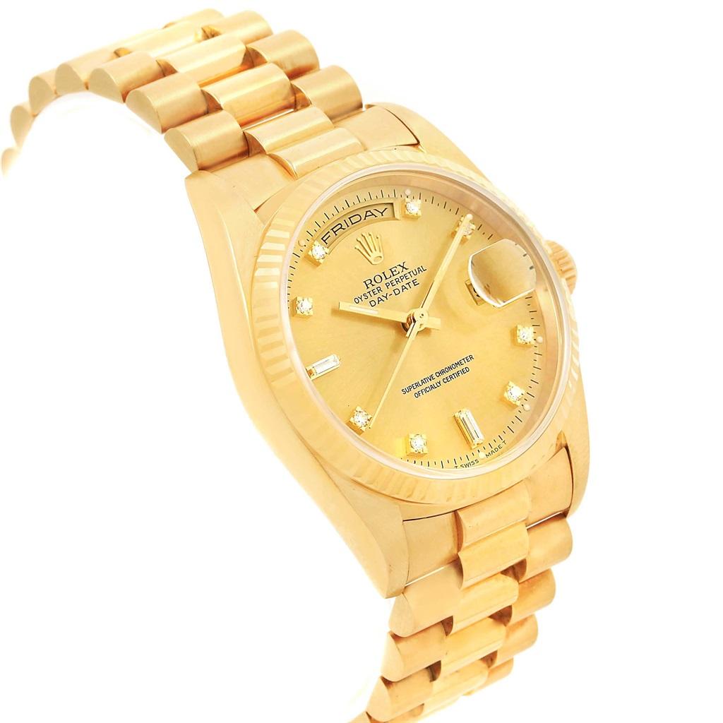 Rolex President Day-Date Yellow Gold Diamond Men's Watch 18238 Box Papers For Sale 3