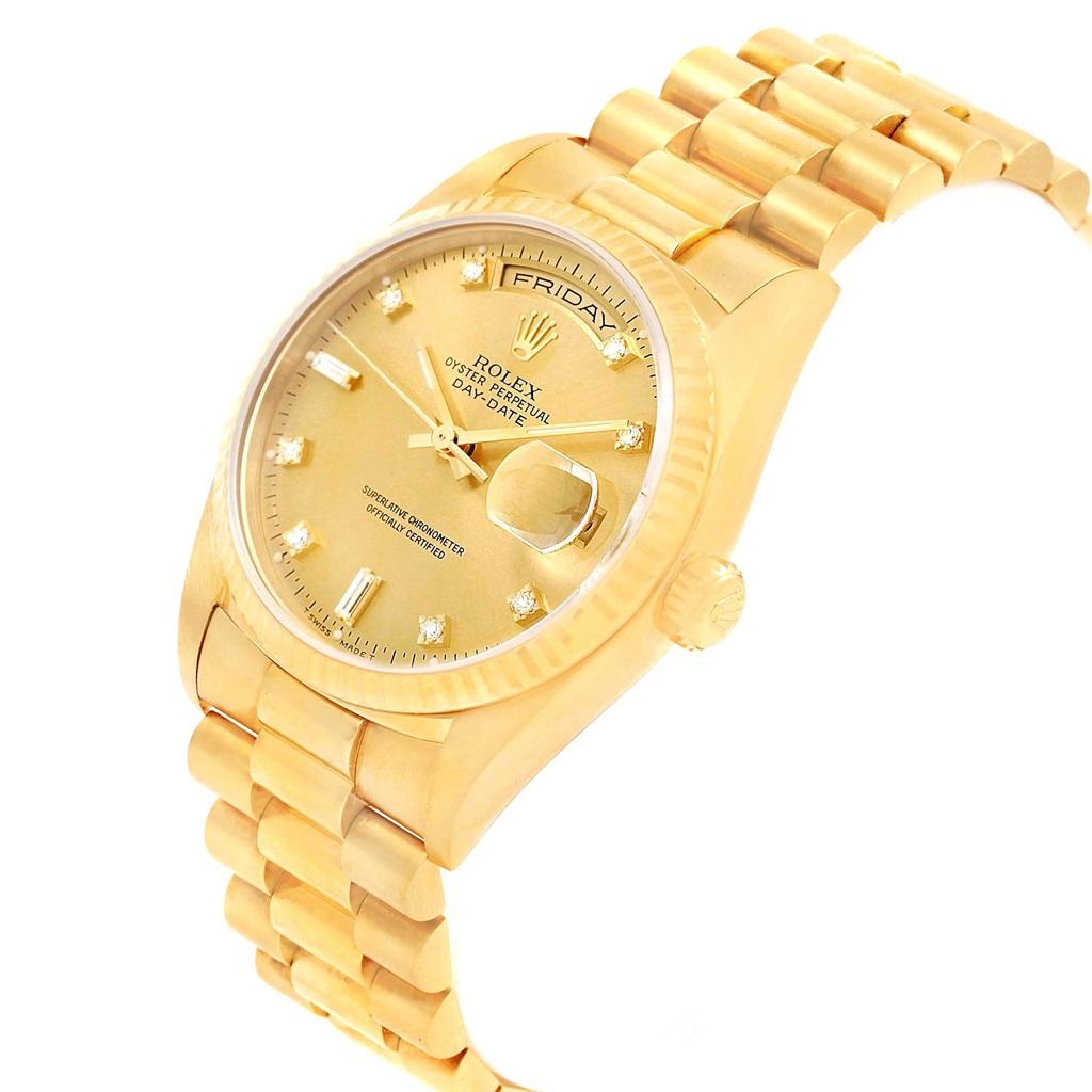 Rolex President Day-Date Yellow Gold Diamond Men's Watch 18238 Box Papers For Sale 4