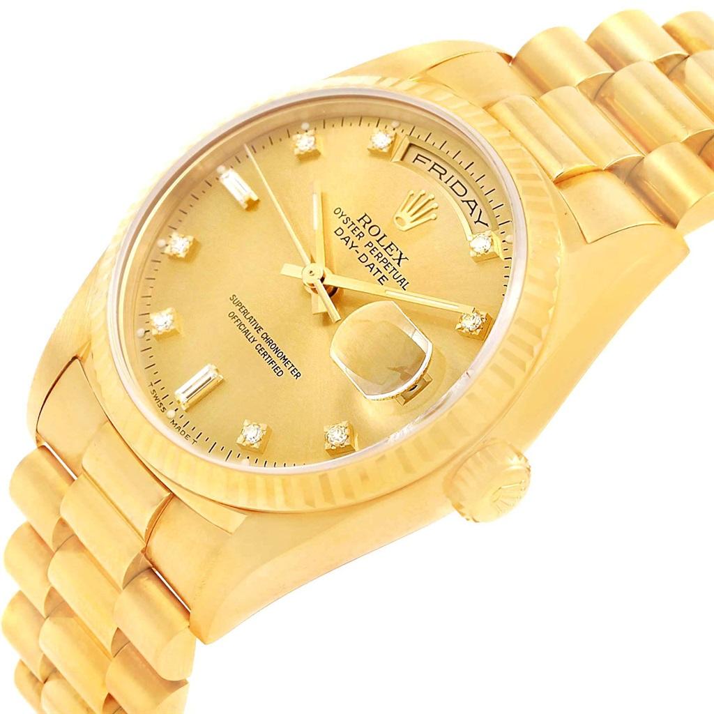Rolex President Day-Date Yellow Gold Diamond Men's Watch 18238 Box Papers For Sale 5