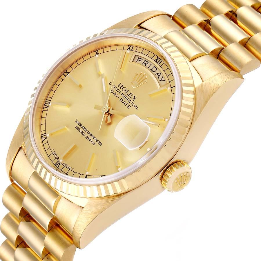 Rolex President Day Date Yellow Gold Diamond Men's Watch 18238 2