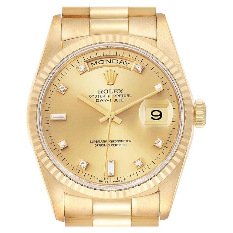 Rolex President Day-Date Yellow Gold Diamond Men's Watch 18238 at ...
