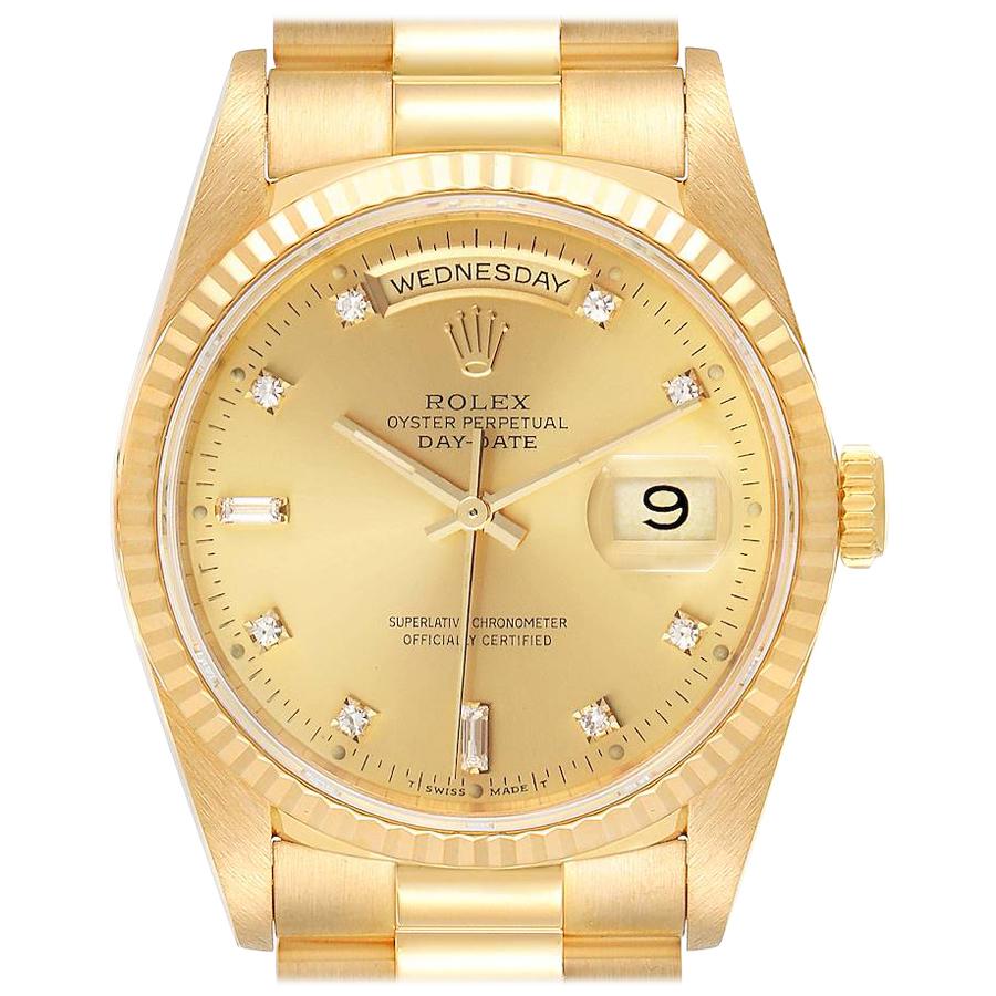 Rolex President Day-Date Yellow Gold Diamond Men's Watch 18238
