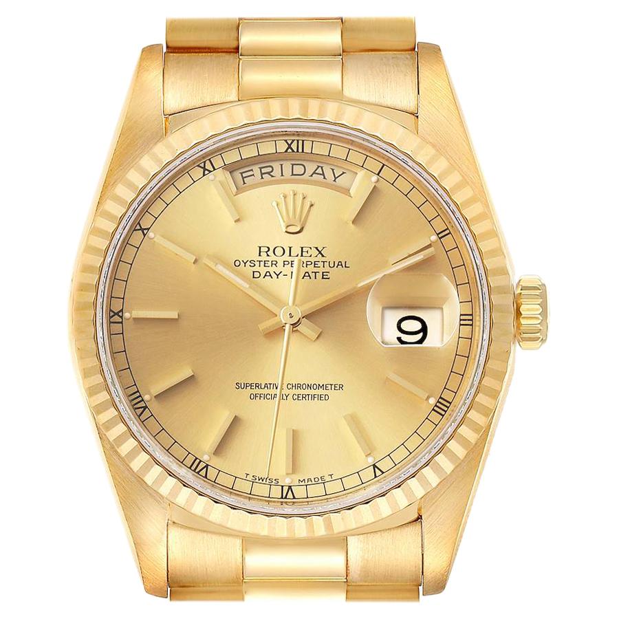 Rolex President Day Date Yellow Gold Diamond Men's Watch 18238