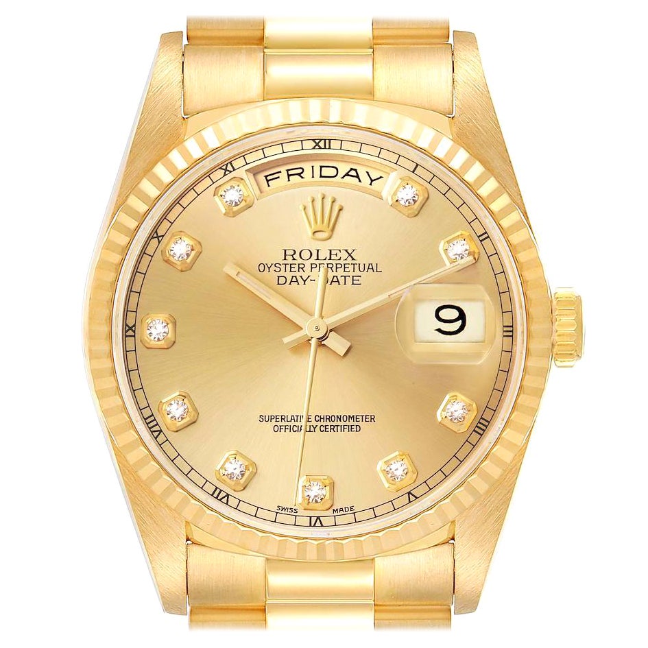 Rolex President Day-Date Gelbgold-Diamant-Herrenuhr 18238