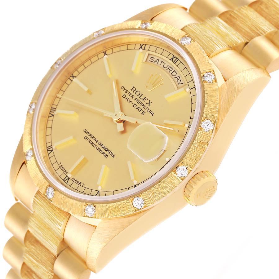Rolex President Day-Date Yellow Gold Diamond Mens Watch 18308 Box Papers In Excellent Condition For Sale In Atlanta, GA