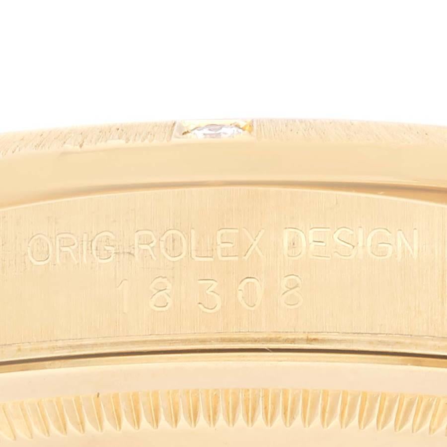 Men's Rolex President Day-Date Yellow Gold Diamond Mens Watch 18308 Box Papers For Sale