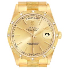 Used Rolex President Day-Date Yellow Gold Diamond Mens Watch 18308 Box Papers