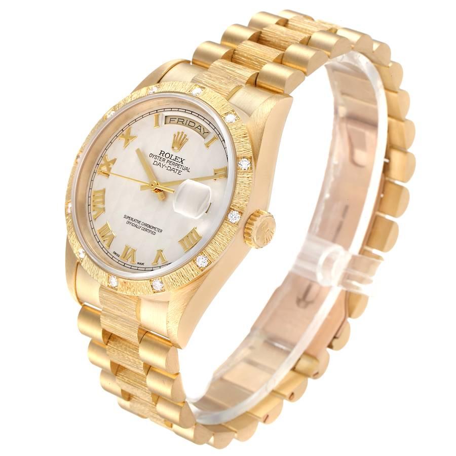Men's Rolex President Day-Date Yellow Gold Diamond Mens Watch 18308 For Sale
