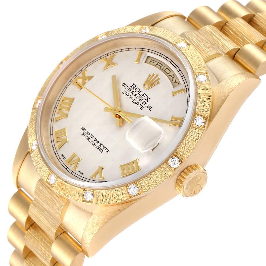 Rolex President Day-Date Yellow Gold Diamond Mens Watch 18308 For Sale 1