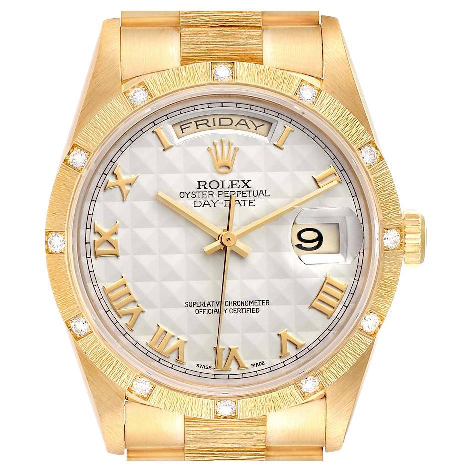 Rolex President Day-Date Yellow Gold Diamond Mens Watch 18308 For Sale