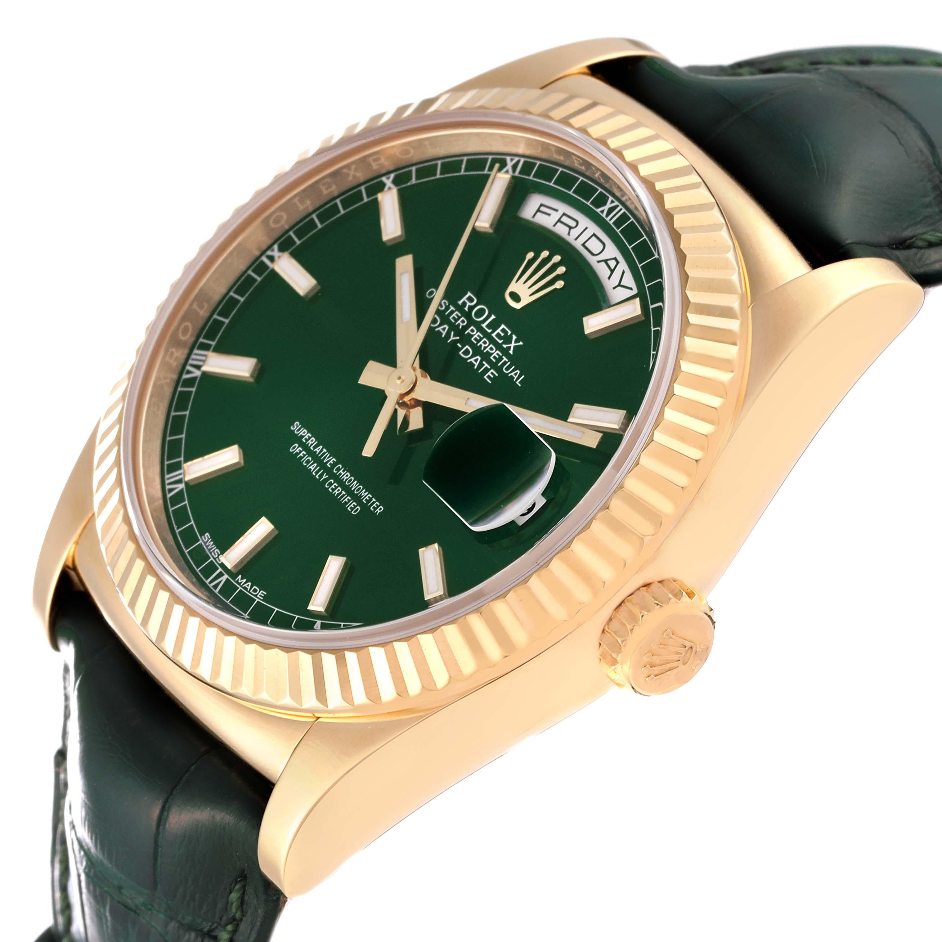 Rolex President Day-Date Yellow Gold Green Dial Mens Watch 118138 5