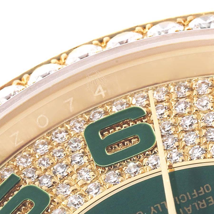 Men's Rolex President Day Date Yellow Gold Green Enamel Diamond Mens Watch 118348 For Sale