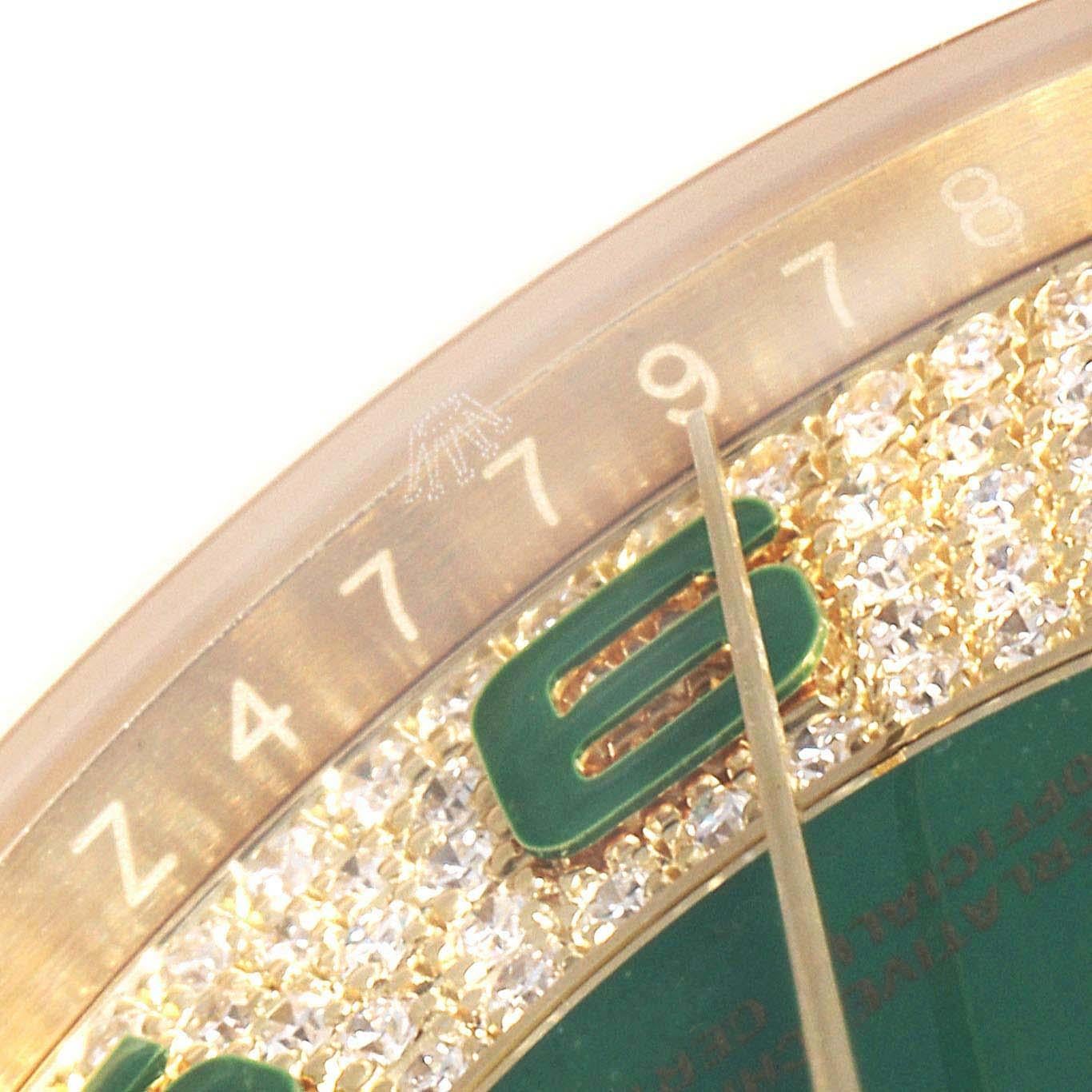 Rolex President Day Date Yellow Gold Green Enamel Diamond Men's Watch ...
