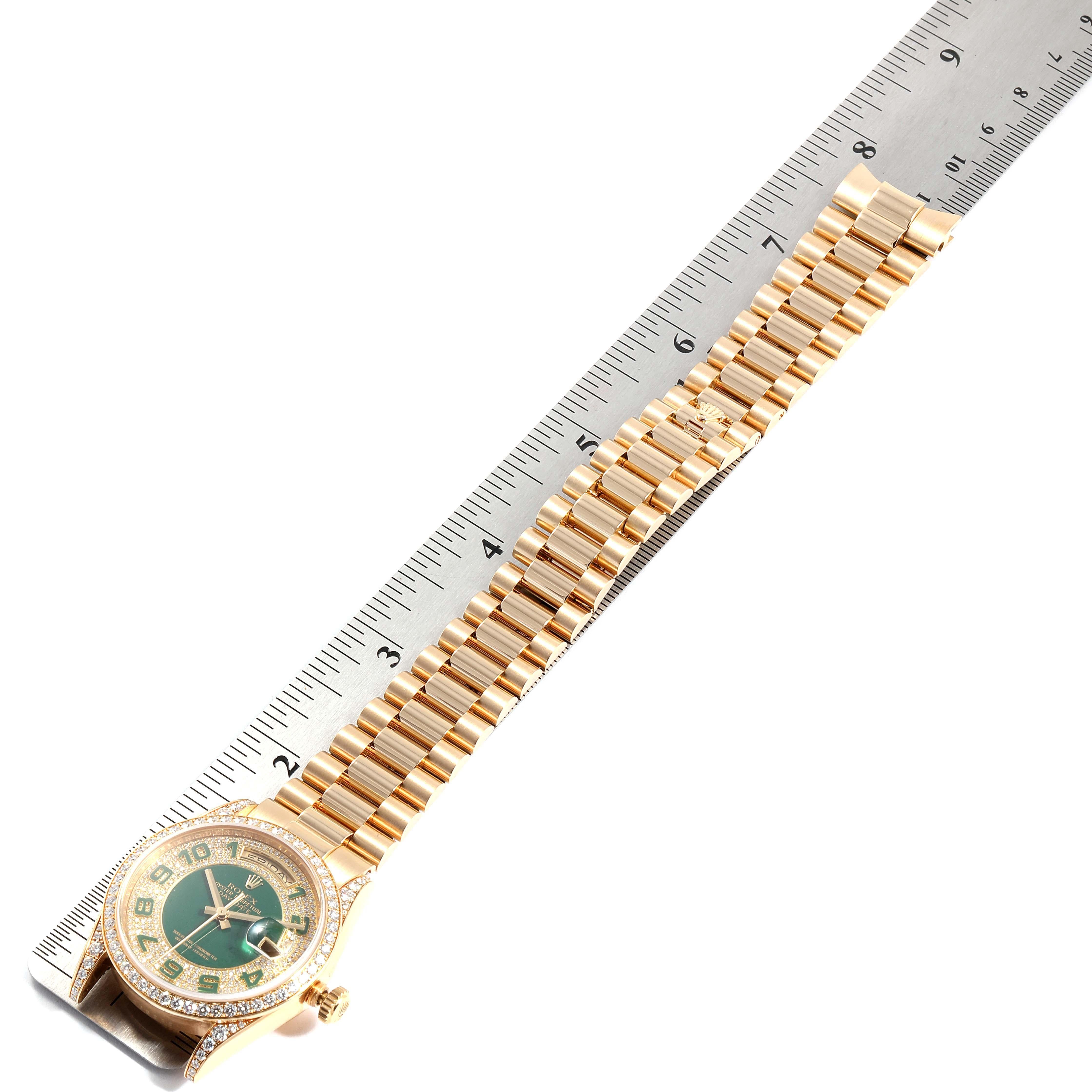 Rolex President Day Date Yellow Gold Green Enamel Diamond Men's Watch 118388 6