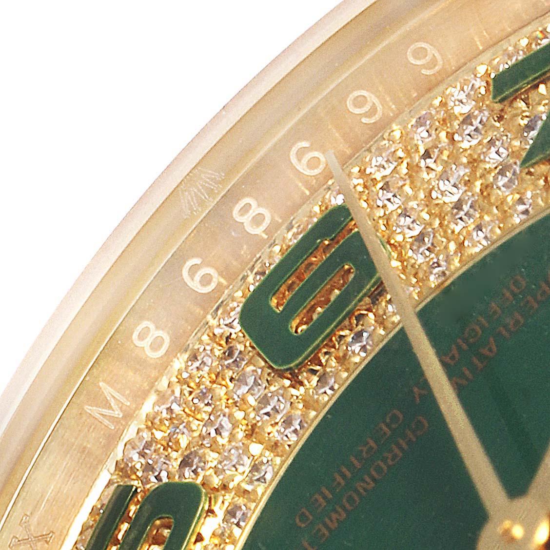 Rolex President Day Date Yellow Gold Green Enamel Diamond Men's Watch 118388 3