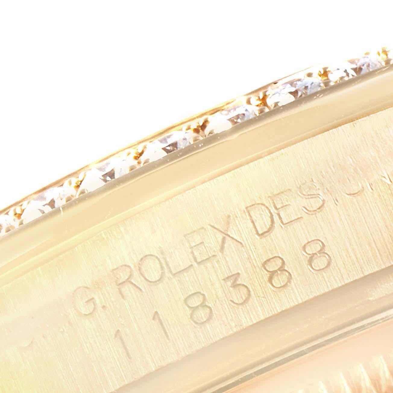 Rolex President Day Date Yellow Gold Green Enamel Diamond Men's Watch 118388 4