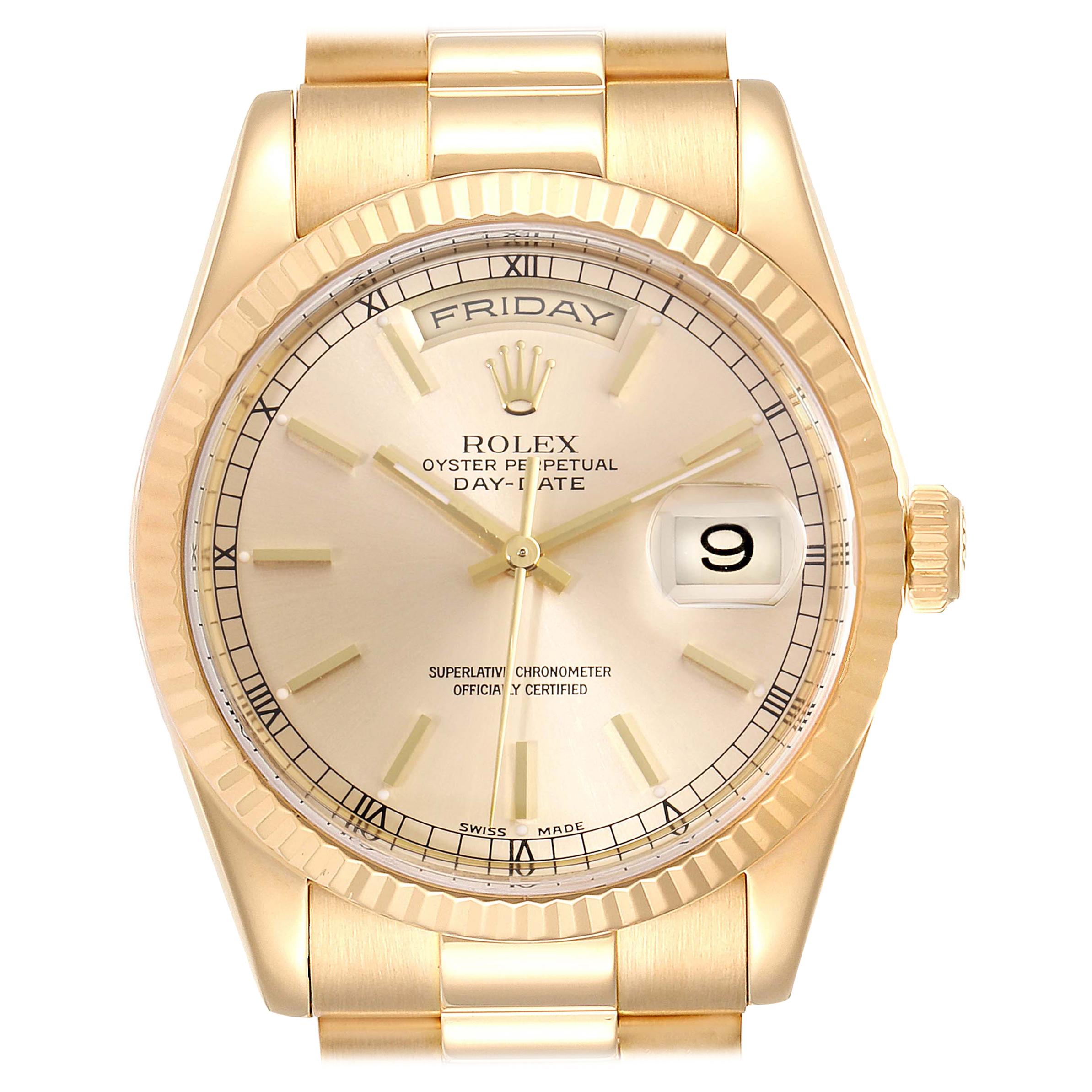 Rolex President Day Date Yellow Gold Men's Watch 118238 Box Papers