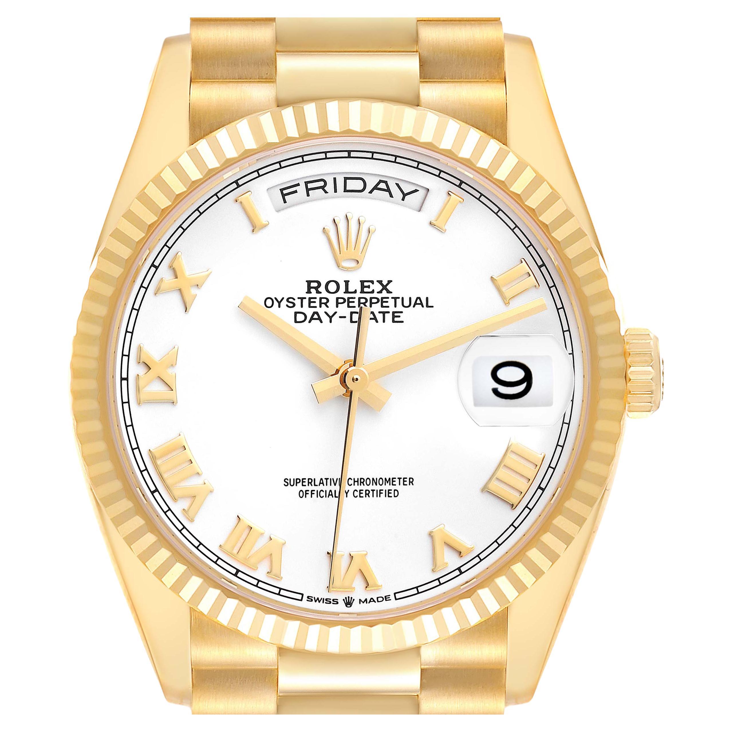 Rolex President Day-Date Yellow Gold Mens Watch 128238 Box Card