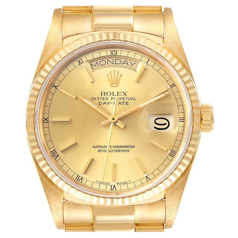 Rolex President Day-Date Yellow Gold Men's Watch 18038 Box For Sale at ...