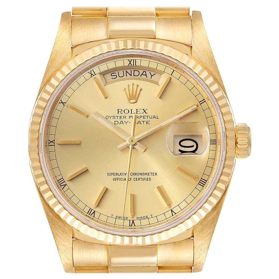 Rolex President Day-Date Yellow Gold Men’s Watch 18038 Box For Sale