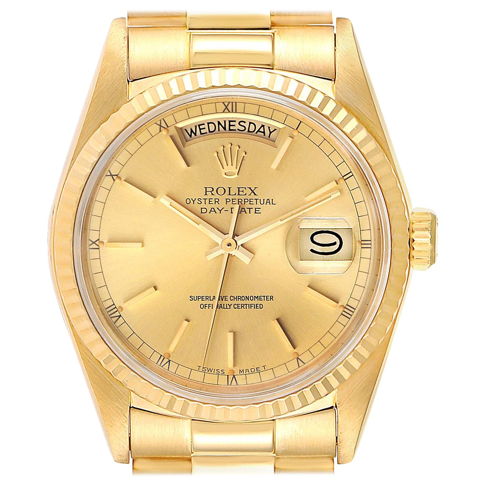 Rolex President Day-Date Yellow Gold Men’s Watch 18038 For Sale