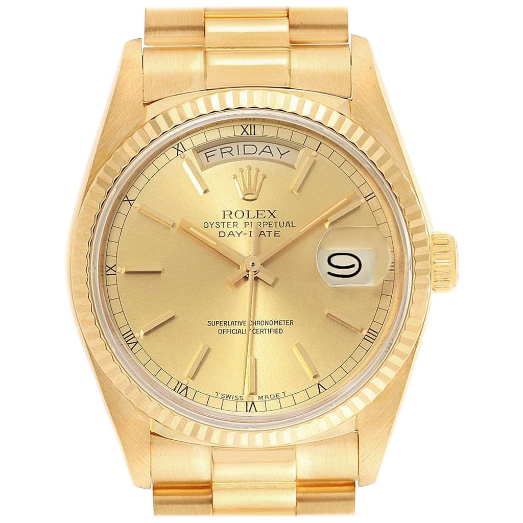 Rolex President Day-Date Yellow Gold Men's Watch 18038 For Sale