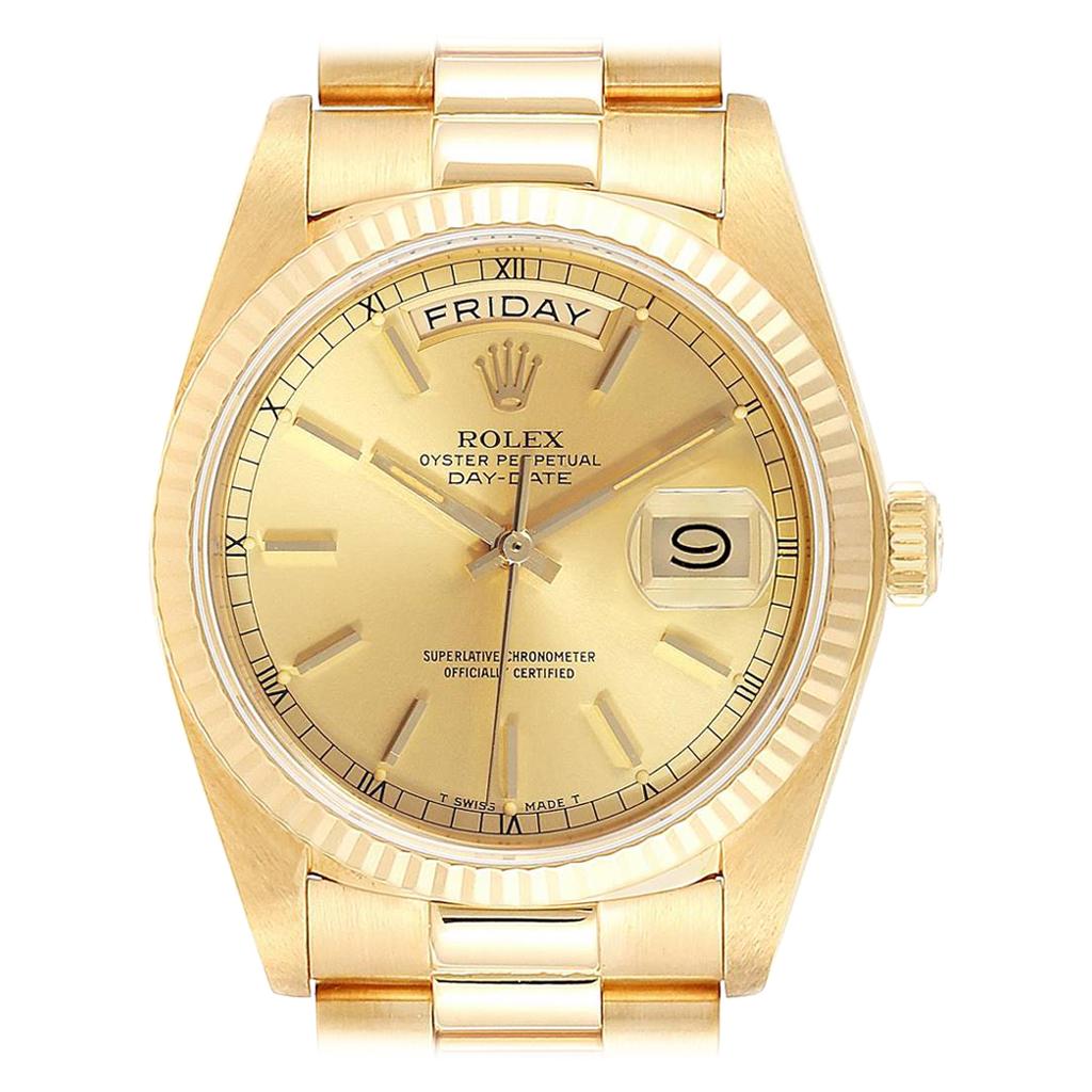 Rolex President Day-Date Yellow Gold Men�’s Watch 18038 For Sale