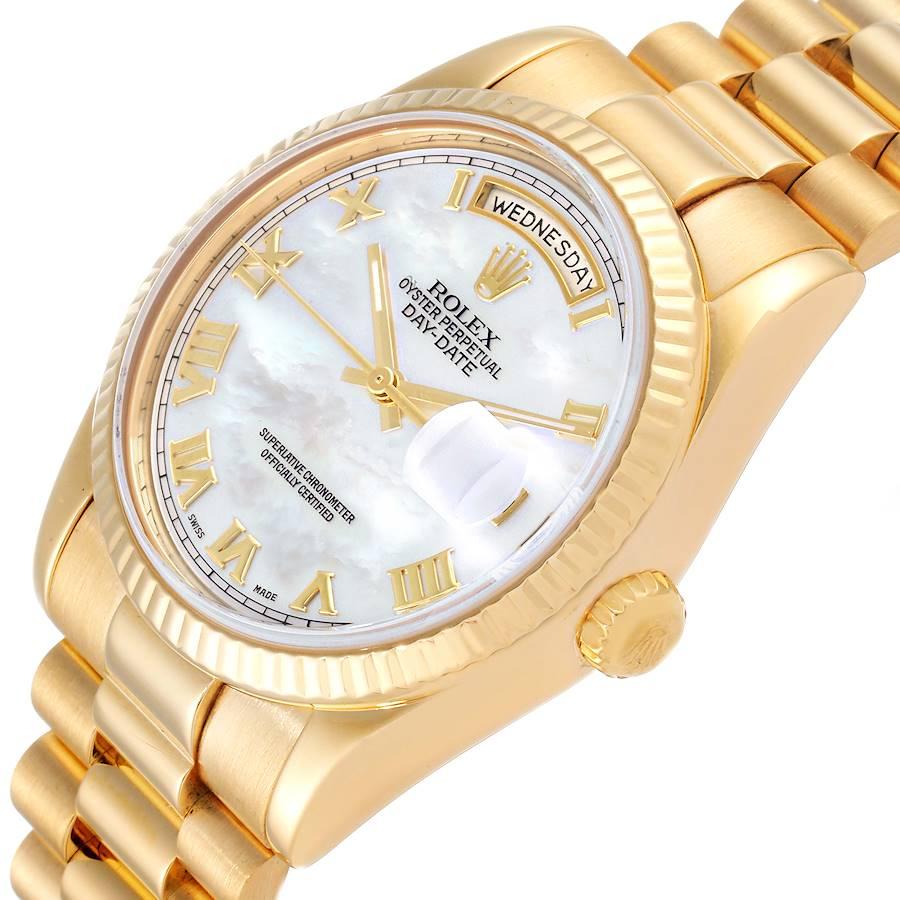 Rolex President Day Date Yellow Gold MOP Dial Mens Watch 118238 Box Papers For Sale 1