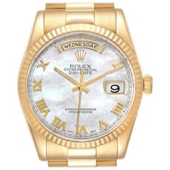Rolex President Day Date Yellow Gold MOP Dial Mens Watch 118238 Box Papers
