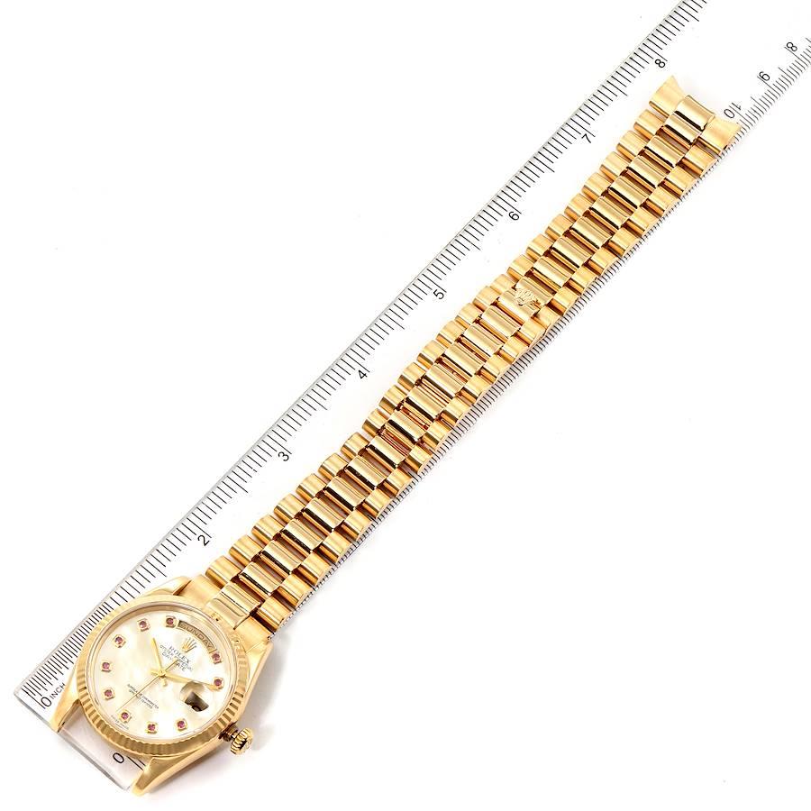 Rolex President Day Date Yellow Gold MOP Rubies Men's Watch 118238 Box Papers For Sale 7