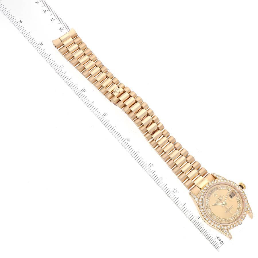 Rolex President Day-Date Gelbgold Myriad Zifferblatt Diamant-Gepäck-Herrenuhr 18388 im Angebot 7